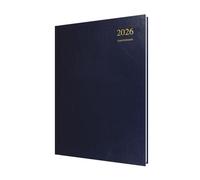 Collins - Essential - 2026 12 Month Calendar Year Planner, Day-To-Page with 1/2 Hourly Appointments Diary, A4 Hard Cover - Dark Blue (ESSA41A.65-26)