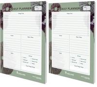Collins Flourish A5 Daily Desk Pad - To Do List and Task Tracker notepad - 60 sheets Grey (Pack of 2)