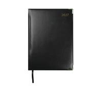 2027 Calendar Year Planner - 12 Month 260x190mm Manager Week-to-View Diary - Faux Leather Cover in Black - Collins Debden Classic Range (1210V.99-27)