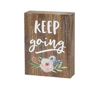 Collins Painting Inspirational Wood Grain Mini Block Sign, 4'' (Keep Going)