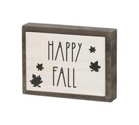 Collins Painting Reversible Wood Block Sign - "Happy Halloween" & "Happy Fall" - 4" x 3" x 1" - Black Washed Wood - Vintage & White Washed Wood Layers - Seasonal Décor, Halloween, Autumn Decor