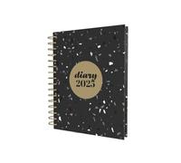 Collins Scandi 2025 Diary - A5 Day to Page Journal with Appointments - NEW - Black Terrazzo - (E-PW51.BLTZ-25) - Daily Planner with Hardback Wiro-Bound Covers and Recycled Paper