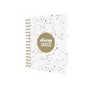 Collins Scandi 2025 Diary - A5 Week to View Journal - White Terrazzo - (E-PW53.WHTZ-25) - Weekly Planner with Hardback Wiro-Bound Covers and Recycled Paper