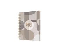 Collins - Scandi - 2026 12 Month Calendar Year Planner, Day-To-Page with 1/2 Hourly Appointments Diary, A5 Wiro Bound Hard Cover - Geo Grey (E-PW51.GEGY-26)