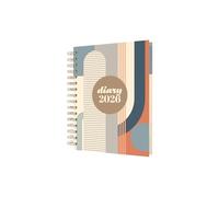 Collins - Scandi - 2026 12 Month Calendar Year Planner, Week-To-View Diary, A5 Wiro Bound Hard Cover - Geo Blue (E-PW53.GEBL-26)