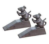 Collision Door Stopper, Cast Iron Industrial Mouse Door Sper Rust Finish No Drill Bronze/Black 1/2 pcs(Black Iron,2 pcs)