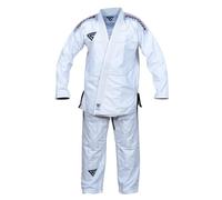 Collision Professional Heavy Duty Brazilian Jiu Jitsu Kimono Suit, 100% Cotton BJJ Gi Kimono for Men Includes Pants, Pearl Weave Cotton 350G White/Black/Blue 5’0” to 6’8” (White, A0)