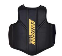 Collision Sports Chest Guard Rib Shield Armour Adjustable Strike Shield, Martial Arts Muay Thai Boxing Taekwondo Body Protector, Sparring Training Heavy Punching Protection (Blue/Golden, Small/Medium)