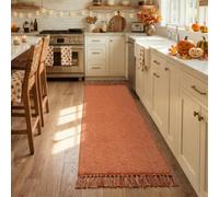 Collive 2' x 6' Fall Kitchen Runner Rug, Farmhouse Washable Bathroom Mat | Hand-Woven Hallway Runner Rugs, Reversible Braided Bedroom Carpet for Laundry Room, Entryway, Patio, Terracotta Fall Decor