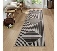 Collive 2x6 Washable Easy Jute Outdoor Runner Rugs, Modern Geometric Black Kitchen Runners Rug for Hallway Non Slip, Farmhouse Woven Non Shedding Indoor Mat for Entrance Beroom Laundry Porch Foyer