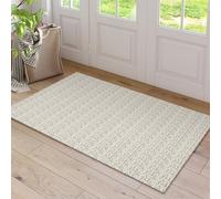 Collive Boho Washable Area Rugs 3x5 Kitchen Area Rugs Rubber Backed Woven Braided Carpet Non-Slip Farmhouse Bedroom Rugs Tan Indoor Front Door Rugs for Entryway Bathroom Balcony, Natural