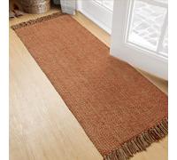 Collive Hallway Runner Rug, 2' x 5' Soft Washable Kitchen Runner Rug, Terracotta Contemporary Modern Laundry Room Rugs Indoor Hand-Woven Cotton Carpet for Bedroom Entryway Front Door