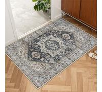 Collive Indoor Door Mat Retro Floor Mat, Non Slip Washable Doormat Large Size Quickly Absorb Welcome Mats Low-Pile Front Door Rug Inside Entryway Carpet for Entrance - 32" x 48" Black/Multi