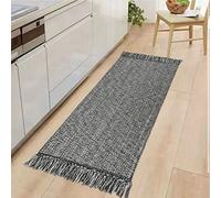 Collive Kitchen Runner Rug, 2' x 4.3' Hand-Woven Reversible Washable Rug, Grey Cotton Modern Farmhouse Bathroom Rug Hallway Carpet for Foyer Bedroom Entry Back Door Decor