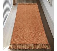 Collive Kitchen Runner Rug, 2' x 4.3' Hand-Woven Reversible Washable Rugs, Terracotta Cotton Modern Farmhouse Bathroom Mat Hallway Carpet for Foyer Bedroom Entry Front Door Fall Decor