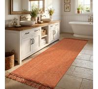 Collive Long Hallway Runner Rug, 2.6' x 7', Washable - Terracotta Braided Woven Kitchen Runner Rug - Low-Profile Front Door Floor Carpet for Laundry Room Bedroom