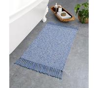 Collive Small Bathroom Rug, 2' x 3' Hand-Woven Low Profile Front Entryway Rug, Navy Blue Cotton Reversible Washable Kitchen Mat Modern Farmhouse Carpet for Foyer Bedroom Back Door Decor