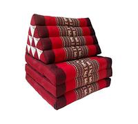 Collumino Folding Mattress Floor Cushion Thai Kapok TV Backrest Pillow (3-Fold, Red Elephants)