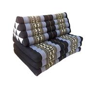 Collumino Folding Mattress Floor Cushion Thai Kapok TV Backrest Pillow (3-Fold XXL, Navy Blue Elephants)