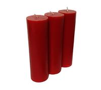COLLUMINO Long Burn Pillar Candles Solid Colour Size 15 x 4.3cm (6 inch) (Pack of 3, Wine Red)