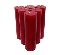 COLLUMINO Long Burn Pillar Candles Solid Colour Size 15 x 4.3cm (6 inch) (Pack of 6, Burgundy)