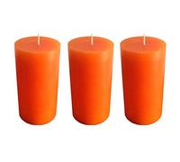 Collumino Orange Pillar Candles 40 Hour Solid Colour Size 10 x 5.5cm (Pack of 3)
