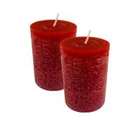 Collumino Rustic Wine Red Pillar Candles Solid Colour Long Burn (2, 10 x 7 cm)