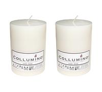Collumino Solid Colour Pillar Candles 65 Hour Size 10 x 7cm (Pack of 2, White)