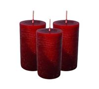 Collumino Solid Colour Rustic Pillar Candles Size 10 x 5.5 cm ~ Pack of 3, Wine Red