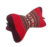 Collumino Traditional Thai Kapok Neck Support Pillow for Yoga Massage or Relaxation (Red with Elephants)