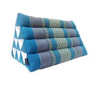 Collumino Traditional Thai Kapok Oriental Style Triangle Recliner Cushion for Yoga Meditation or Relaxation (Blue)