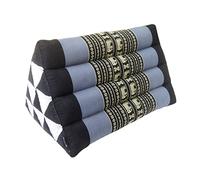 Collumino Traditional Thai Kapok Oriental Style Triangle Recliner Cushion for Yoga Meditation or Relaxation (Light Blue, Navy)