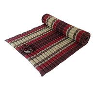 Collumino Traditional Thai Kapok XL Roll-Up Meditation Mattress for Yoga Massage or Relaxation (Burgundy, Brown)