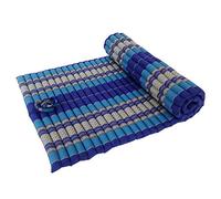 Collumino Traditional Thai Kapok XL Roll-Up Meditation Mattress for Yoga Massage or Relaxation (Light Blue, Dark Blue)