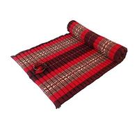 Collumino Traditional Thai Kapok XL Roll-Up Meditation Mattress for Yoga Massage or Relaxation (Red with Elephants)