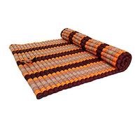 Collumino® Traditional Thai Kapok XXL Roll-Up Meditation Mattress for Yoga Massage or Relaxation (Orange, Maroon)