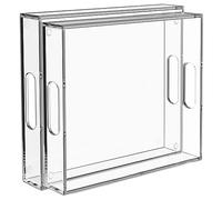 Collwait 2 Pack Serving Tray with Handles, Clear Acrylic Tray for Serving Food, Large Outdoor Food Trays for Eating, Lucite Acrylic Trays for Appetizer, Pizza, Fruit and Drinks, Unbreakable, 16"×12"