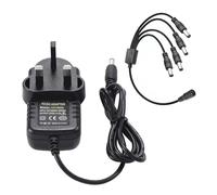 COLM 12V 2A Power Supply UK with 1 to 4 Power Splitter Cable 4-way Cord 2000m Adapter for Transformers-Fits Analog AHD DVR Security Camera