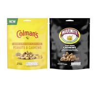 Colman's Honey & Mustard Flavoured Peanuts & Cashews (6X 130 g) Mixed Nuts Bundle + Marmite Oven-Baked Cashews (6X 90 g) Source of Fibre 12 pc