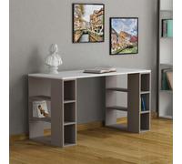 Colmar' Modern Desk with Bookshelf Legs 140cm Decortie Grey 1 Pack