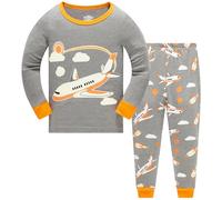 Colobe Boys Pyjamas Sets Nightwear Cotton Toddler Clothes Kids Glow in the Dark Aircraft Sleepwear Long Sleeve Pjs 2 Piece Outfit Xmas Gift 4-5 Years