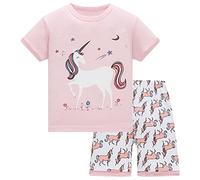 Colobe Girls Pyjamas Summer Shorts Sets Unicorn 100% Cotton Sleepwear Short Sleeve 2 Piece Outfit for Kids Age 1-12 Years