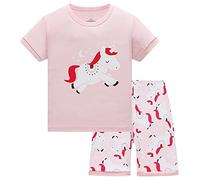 Colobe Girls Pyjamas Summer Shorts Sets Unicorn 100% Cotton Sleepwear Short Sleeve 2 Piece Outfit for Kids Age 9-10 Years