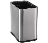 Coloch 10L/1.8 Gallon Rectangle Metal Trash Can, Stainless Steel Wastebasket Slim Size Garbage Bin Silver Invisi-Overlap Open Top Rubbish Bin for Bathroom, Kitchen, Home, Hotel, Office, School