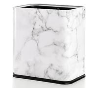 Coloch 2.4 Gallon/9L Rectangle Marble Print Metal Trash Can, Stainless Steel Bathroom Wastebasket Narrow Garbage Bin Invisi-Overlap Open Top Rubbish Bin for Bathroom, Kitchen, Home, Hotel