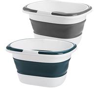 Coloch 2 Pack 16L Collapsible Plastic Bucket, Foldable Mop Buckets Laundry Basket with Handle, Portable Water Pail Space-saving Bucket for House Cleaning, Car Washing, Fishing, Camping