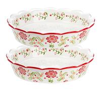 Coloch 2 Pack Ceramic Pie Plate for Baking with Fluted Rim, 9 Inch Round Pie Dish Colorful Floral Pies Pan Deep Quiche Baking Dish for Dessert, Pies, Quiche, Dishwasher and Microwave Oven Safe