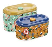 Coloch 2 Pack Tin Cookie Jars with Lid, Metal Biscuit Storage Container Decorative Snack Tin Canister Cute Countertop Tinplate Box for Cookie, Biscuit, Candy, Chocolate, 2 Sizes