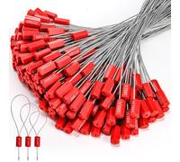 Coloch 200 Pcs Steel Security Cable Seal, 11.8 Inch Numbered Security Tags Tamper-proof Steel Container Wire Seal Pull Tight Self-locking Shipping Padlocks for Container, Trailer, Truck, Cargo, Red