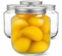 Coloch 4 Pack Half Gallon Glass Jar with Airtight Metal Lid, 64 Oz Clear Food Storage Jar Wide Mouth Glass Pantry Container for Candy, Cookie, Flour, Kombucha Tea, Fermenting
